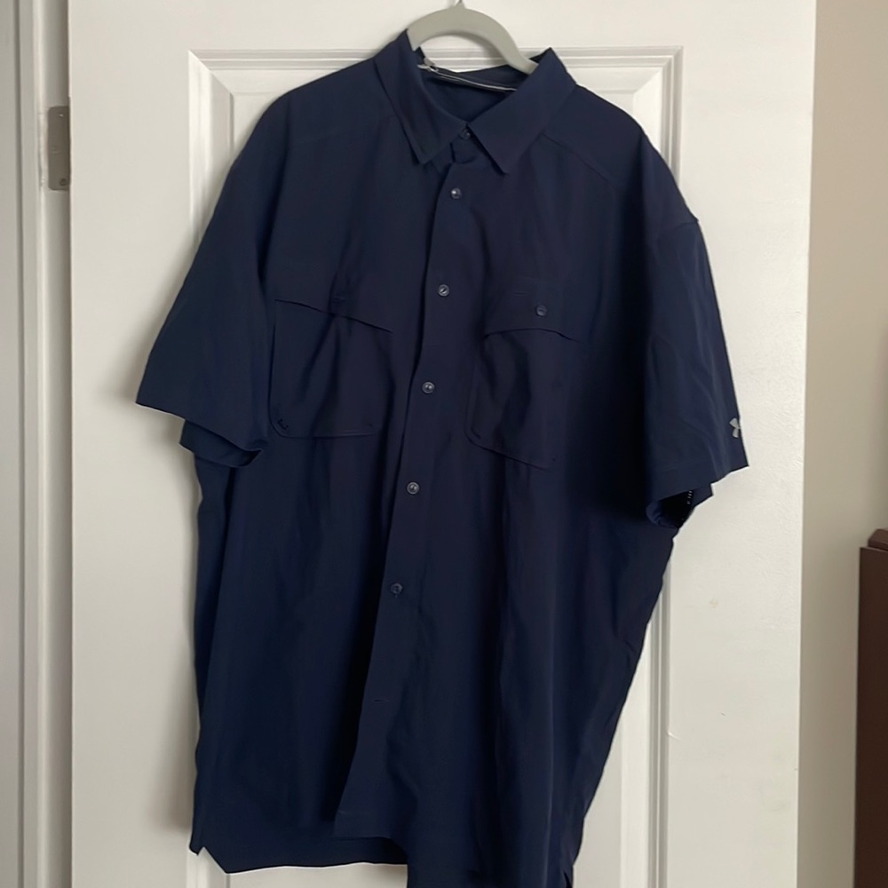 Under armour men tide chase SS fishing shirt navy with northern trust logo